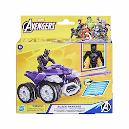The Marvel Avengers Black Panther Claw Strike ATV is an interactive toy vehicle playset with multiple action features