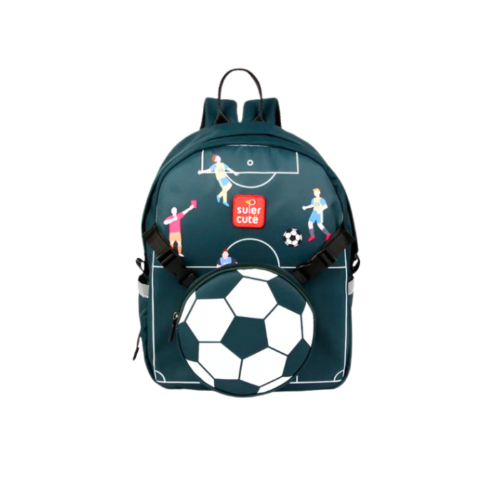 Kick off adventures with the Supercute Football Backpack 2-in-1 for kids aged 3-12. Transforms from backpack to shoulder bag, football theme, eco-friendly, water-repellent, easy to clean, comfy sponge straps!