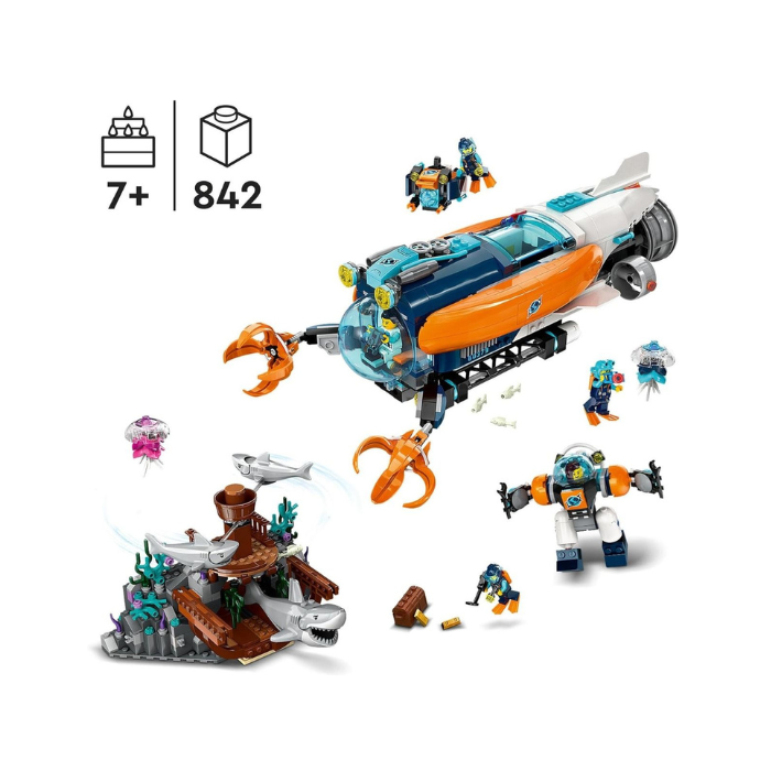 Ocean exploration playset – The LEGO City Deep-Sea Explorer Submarine (60379) is loaded with equipment and features for staging exciting underwater exploration adventures