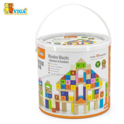 100Pcs Block Set - Alphabet & Numbers