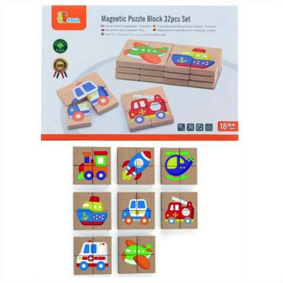 Magnetic Puzzle Block 32pcs-Transportation